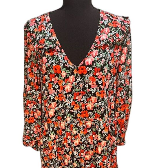 Zara Dress Maxi Floral Ruffle Tiered 4786/264/800/M Size Medium - Picture 2 of 11